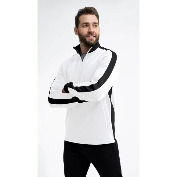 Swet Tailor Stretch Microfleece Quarter Zip Slalom Stripe Snow Pullover Sz Lg - Picture 1 of 7